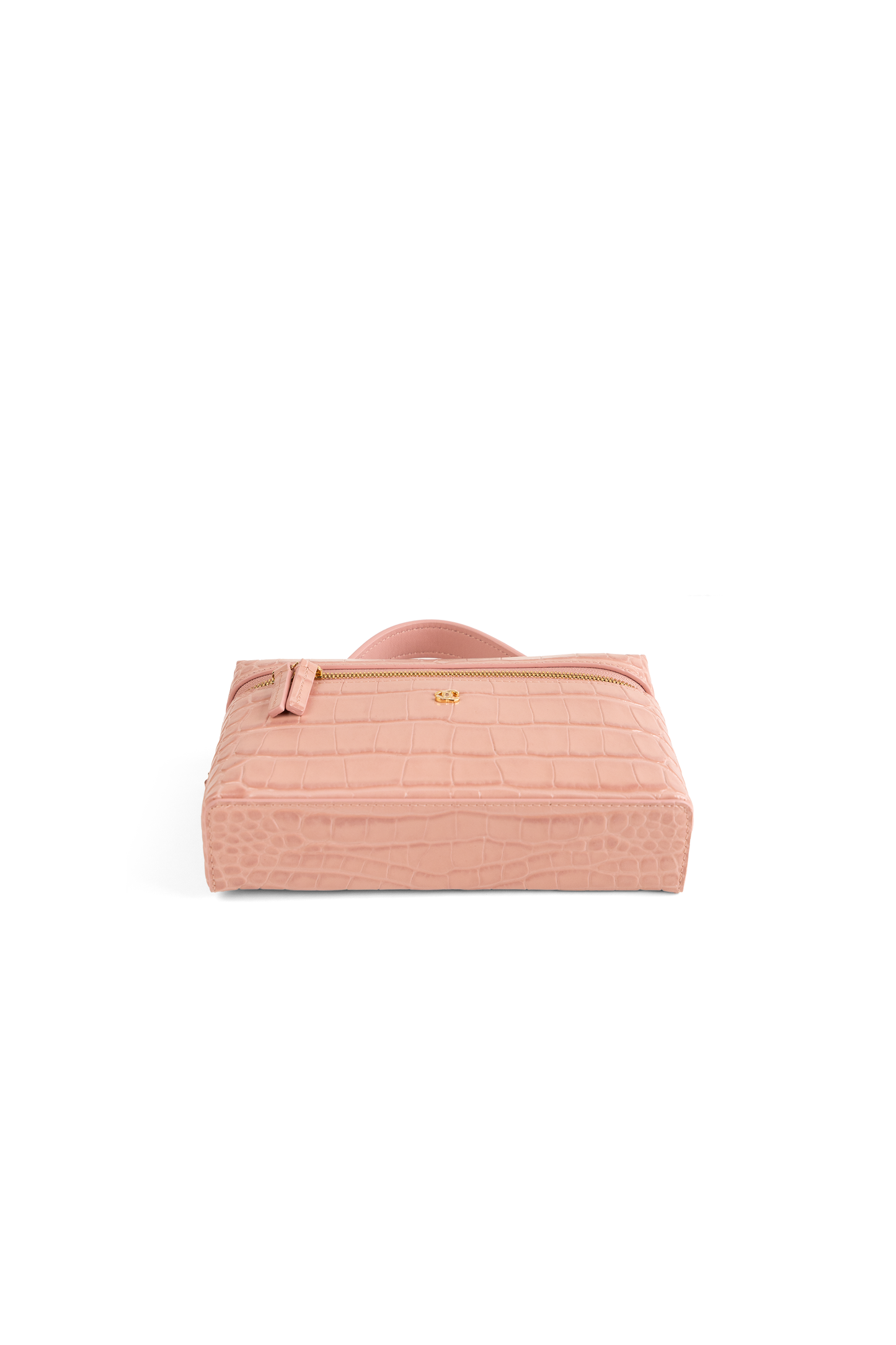 Chanel Light Pink Crocodile Embossed Vanity Case with Chain