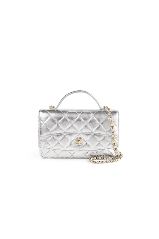 Chanel Wallet on Chain in Metallic Silver
