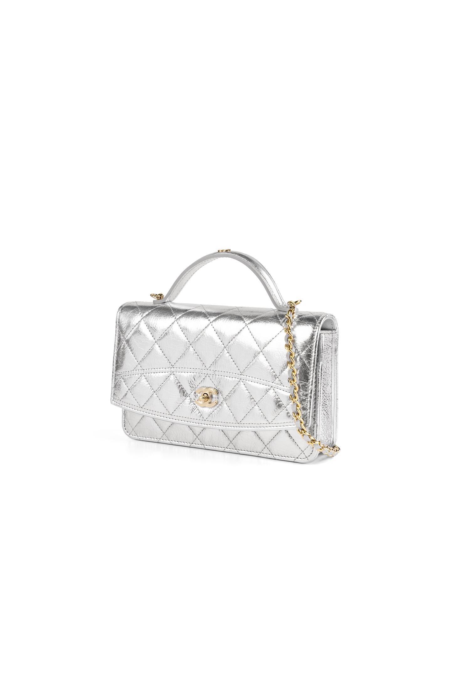 Chanel Wallet on Chain in Metallic Silver