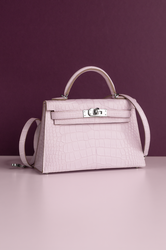 Hermès Mini Kelly Alligator in Mauve Pale with SHW