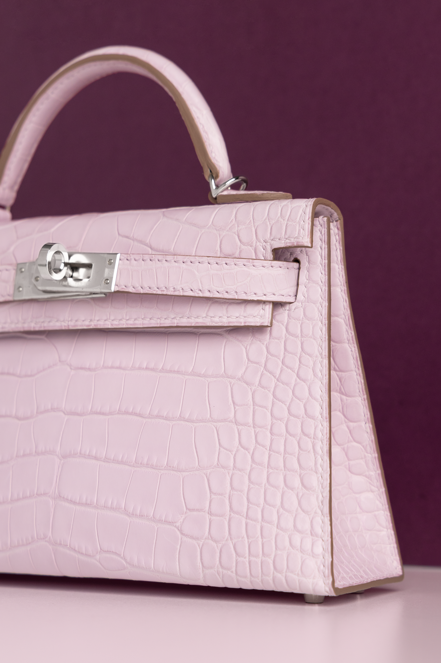 Hermès Mini Kelly Alligator in Mauve Pale with SHW