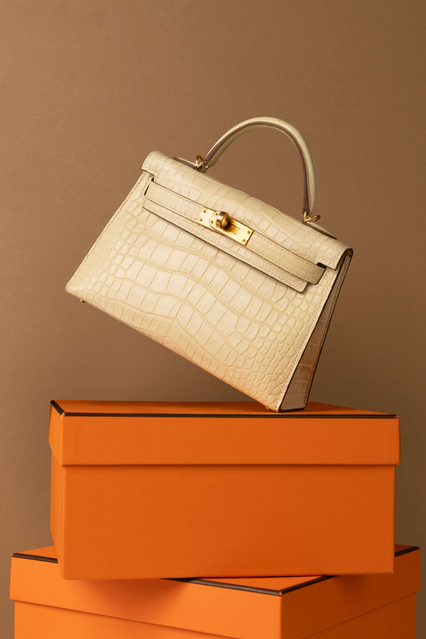 Hermès Mini Kelly 20 Alligator in Vanilla with GHW