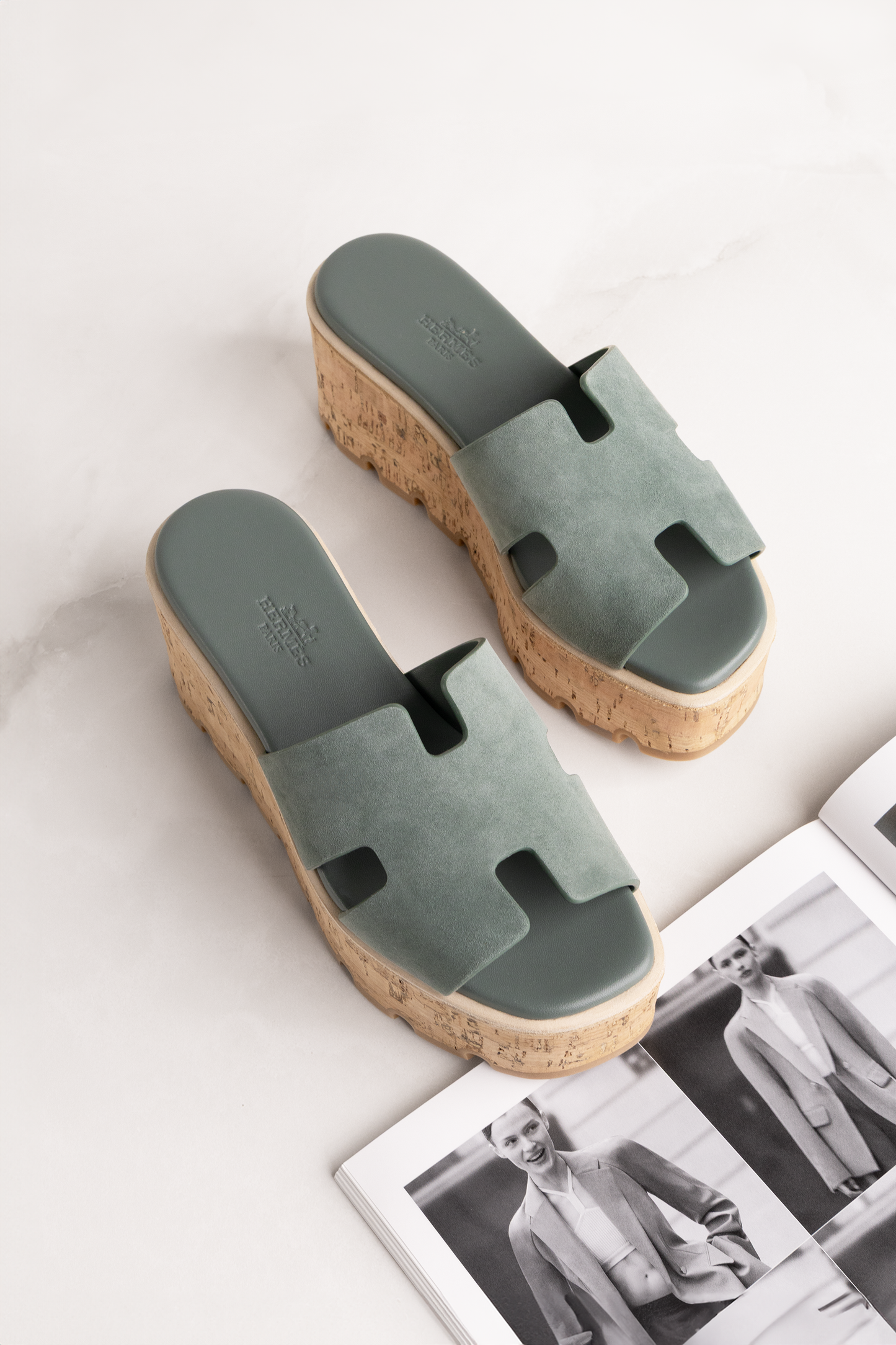 Hermès Eze 30 Sandals in Vert Cèdre