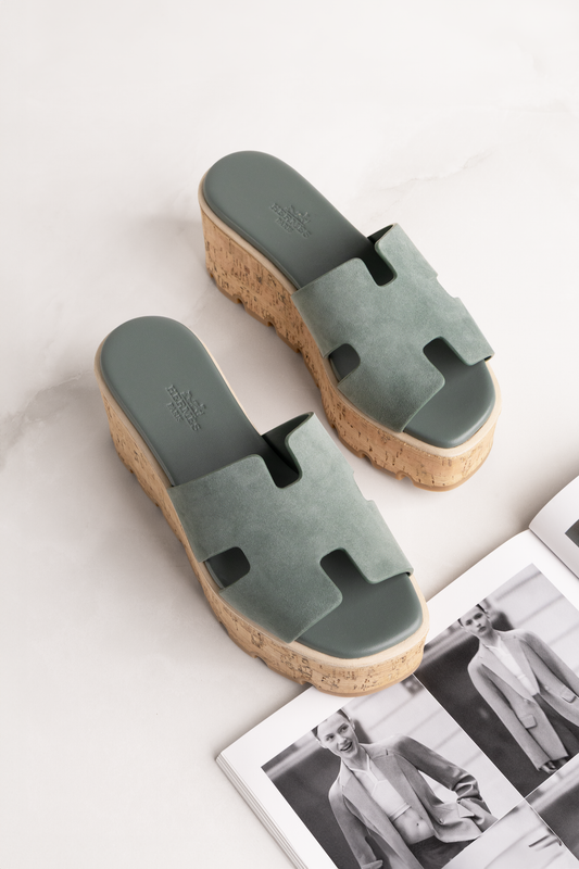 Hermès Eze 30 Sandals in Vert Cèdre