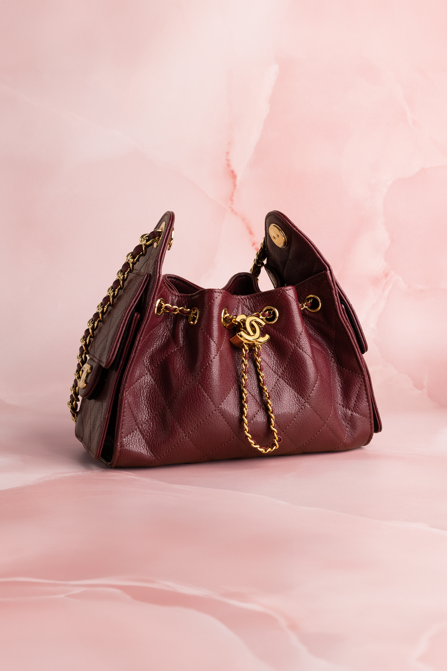 Chanel Mini Hobo 25 Bag in Burgundy