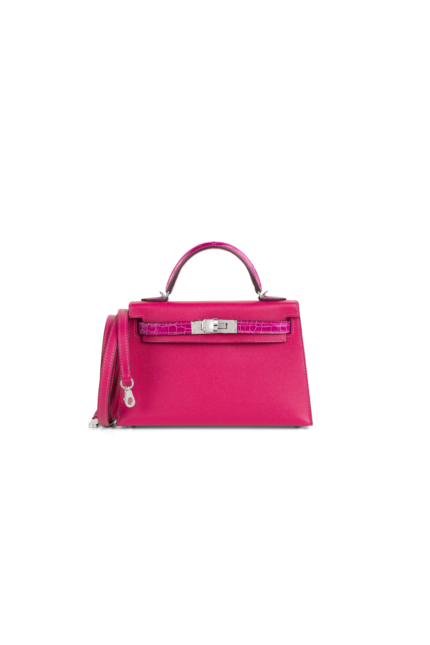 Hermès Mini Kelly Touch Madame Calfskin & Alligator in Rose Pourpre PHW