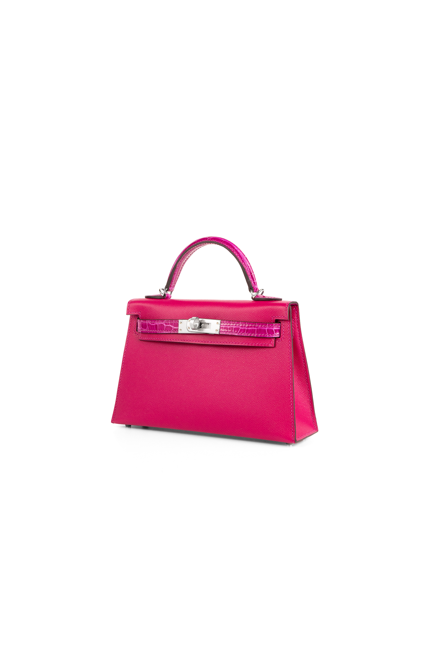 Hermès Mini Kelly Touch Madame Calfskin & Alligator in Rose Pourpre PHW