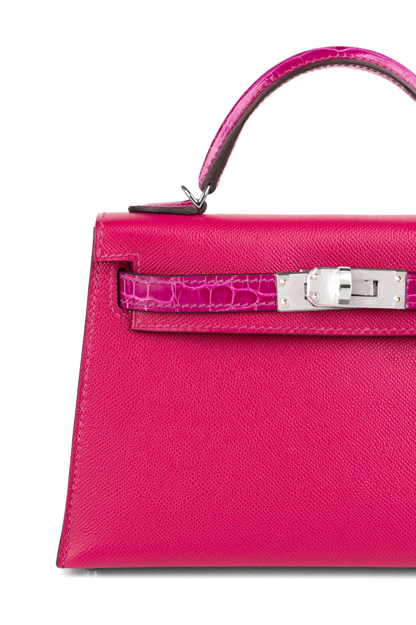 Hermès Mini Kelly Touch Madame Calfskin & Alligator in Rose Pourpre PHW