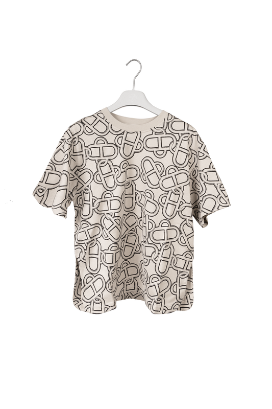 Hermès T-shirt Maxi Imprime in Beige Pierre