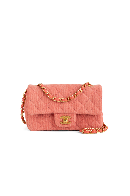 Chanel Mini Flap Bag Denim in Coral