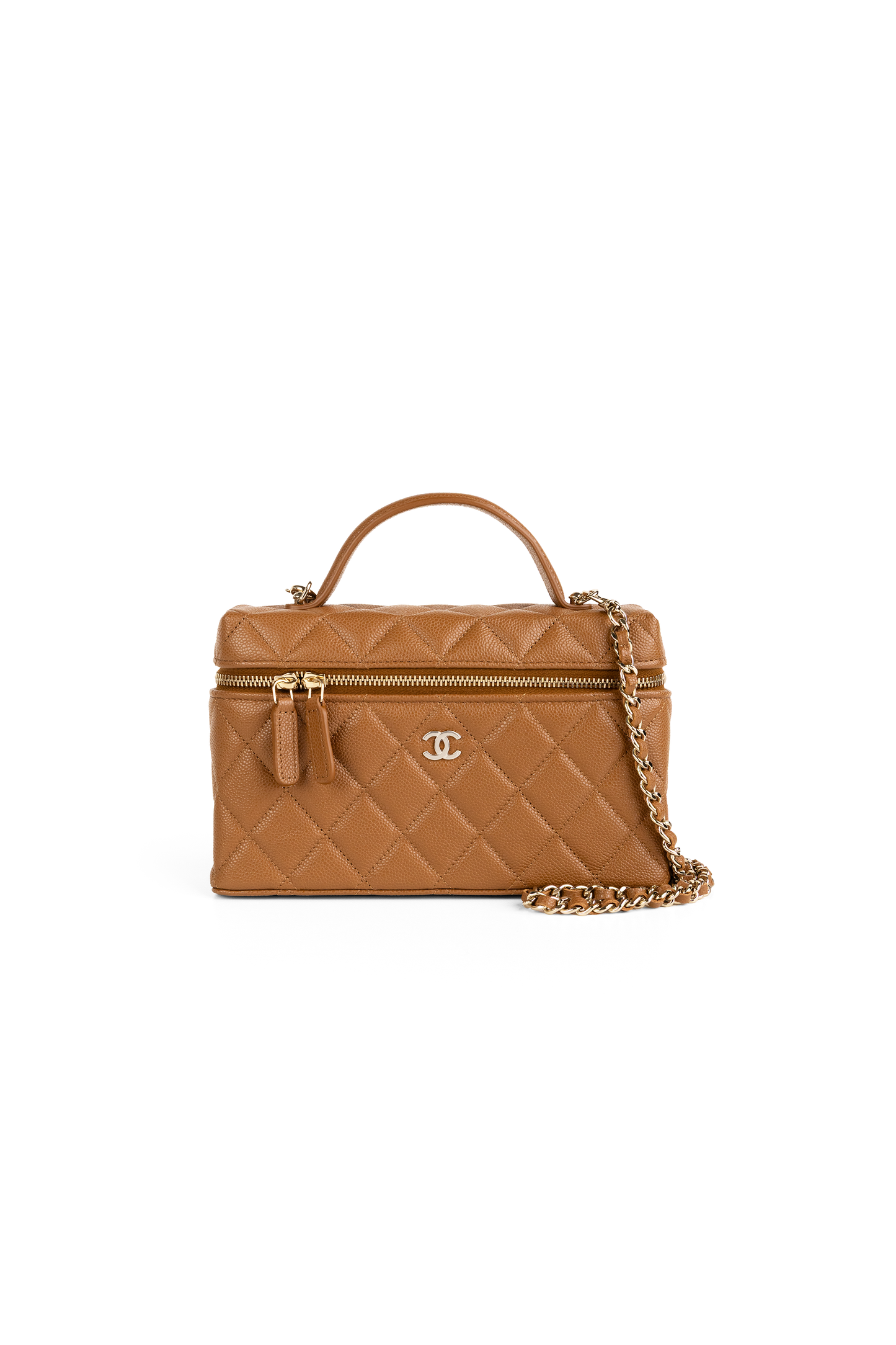 Chanel Vanity Case with Chain in Camel