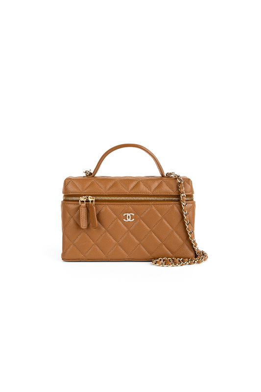 Chanel Vanity Case with Chain in Camel