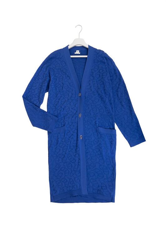 Hermès Naoussa Chaine D'Ancre Long Cardigan in Blue