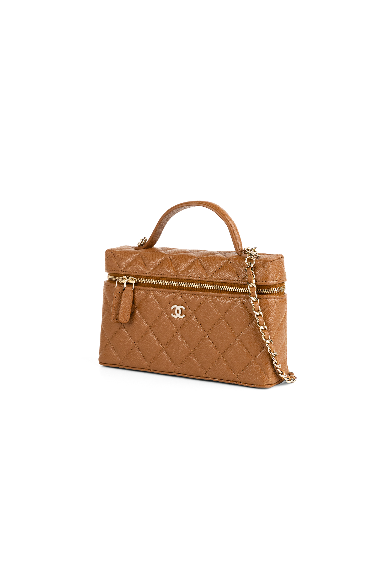 Chanel Vanity Case with Chain in Camel