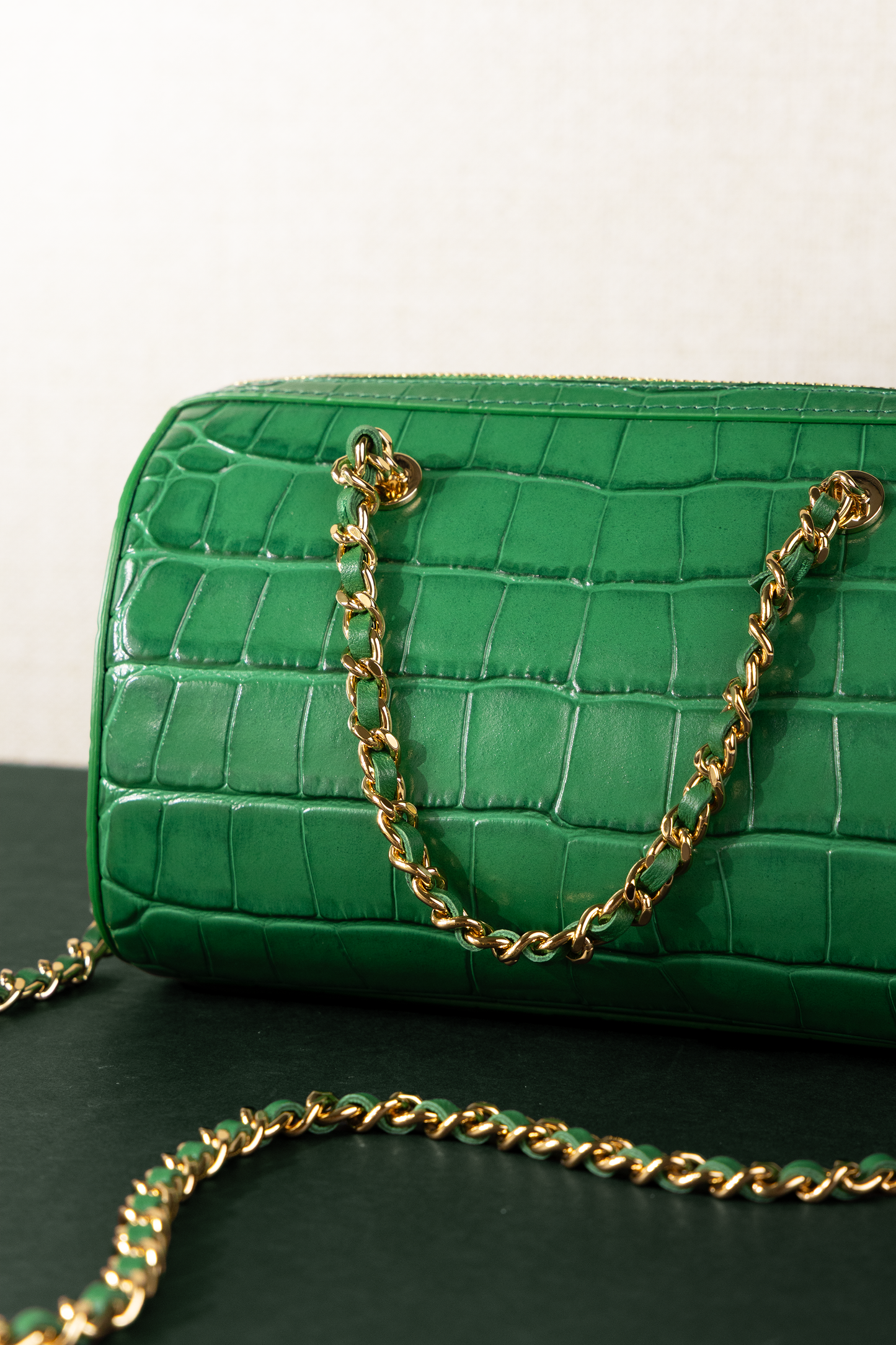 Chanel Mini Barrel Crocodile Embossed Green Bag