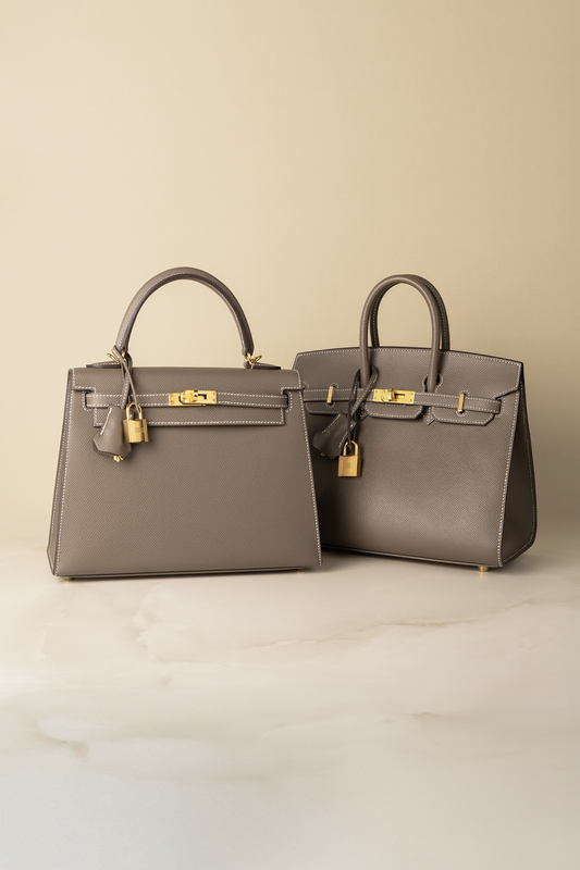 Hermès Kelly 25 & Birkin 25 Epsom in Etoupe GHW
