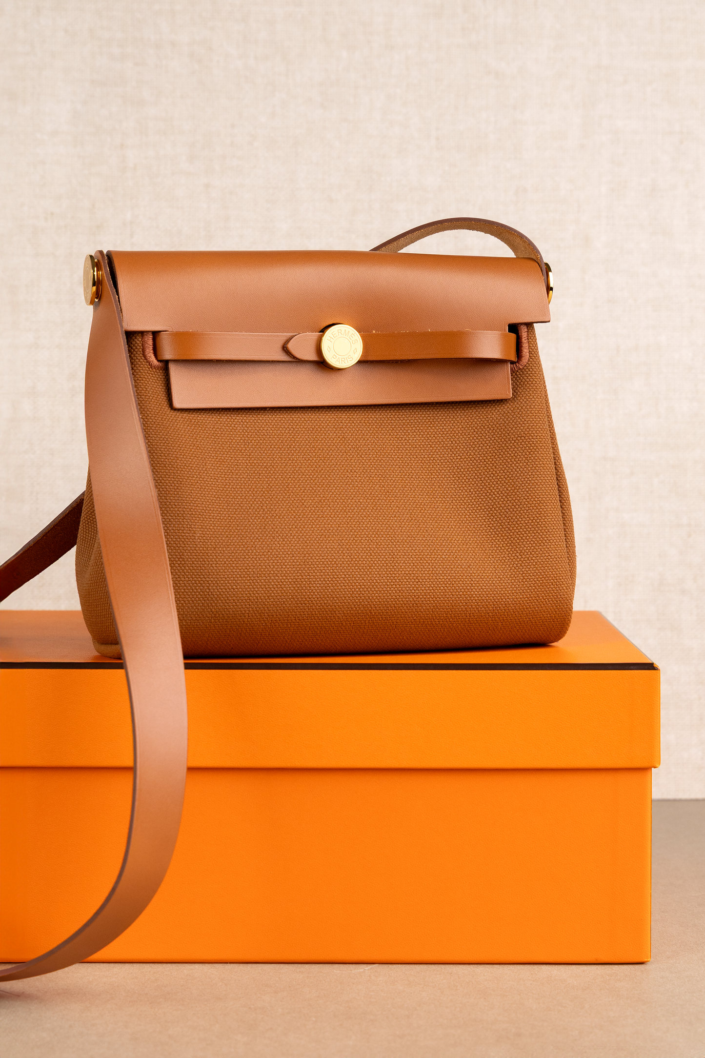 Hermès Mini Herbag Zip 20 Canvas in Fauve