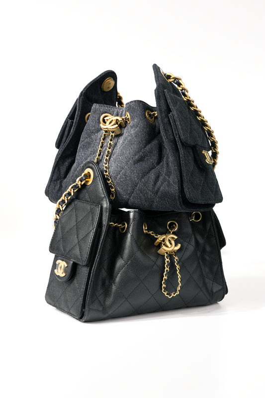 Chanel Mini Hobo 25 Bag in Dark Denim & Black