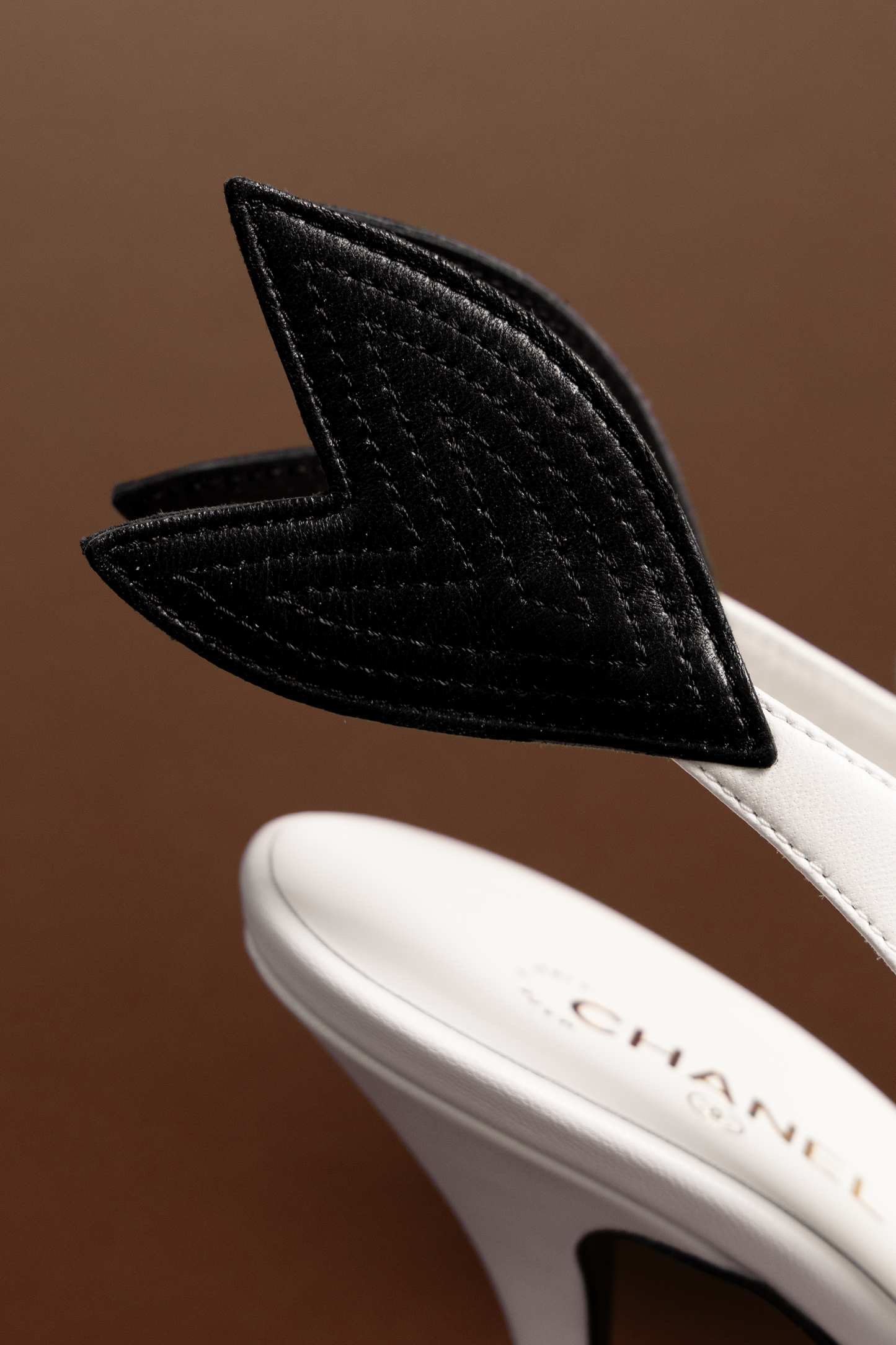 Chanel White/Black Slingback Sandals