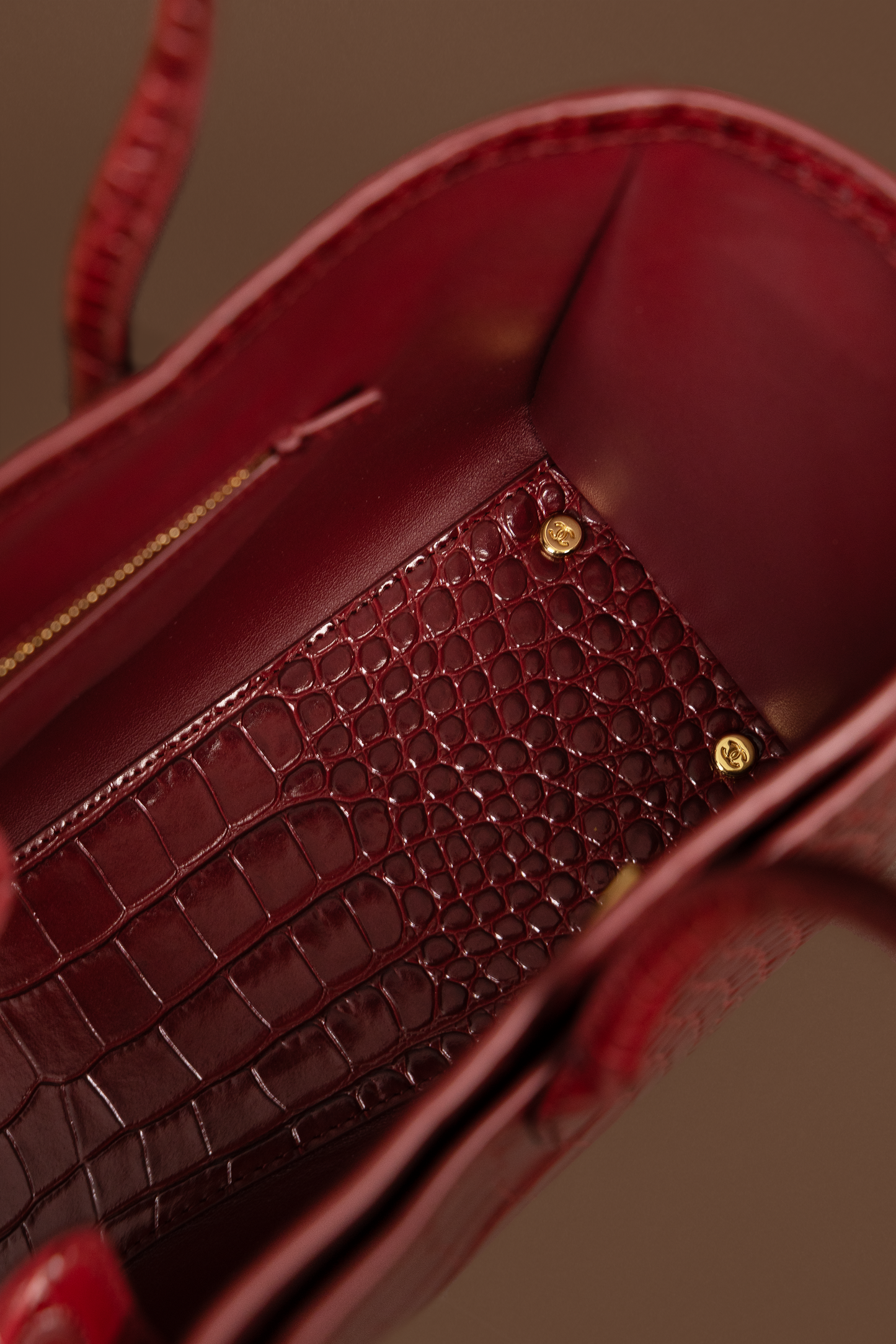 Chanel Large Crocodile Embossed Calfskin Shopping Bag in Burgundy