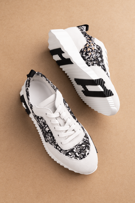 Hermès Braided Silk Suede Bouncing Sneakers in White/Black