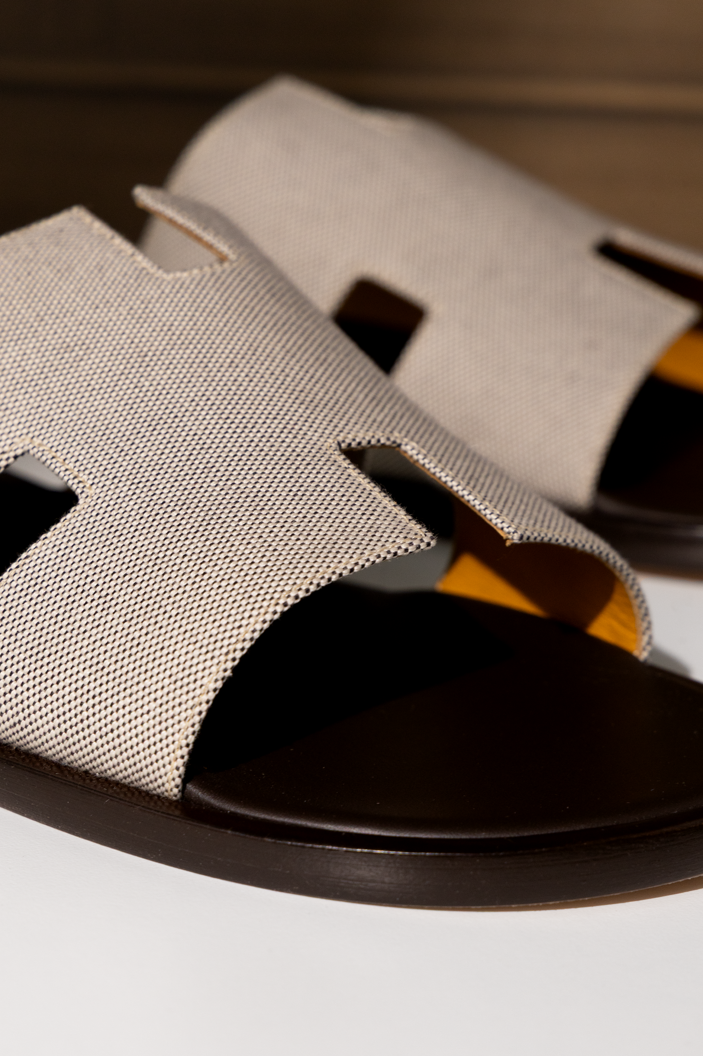 Hermès Izmir Sandals in Gray Canvas
