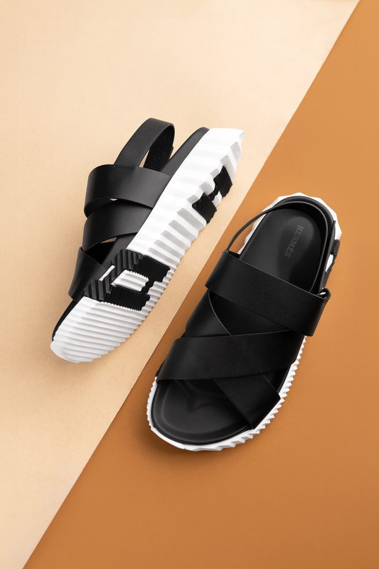 Hermès Black/White Electric Sandals