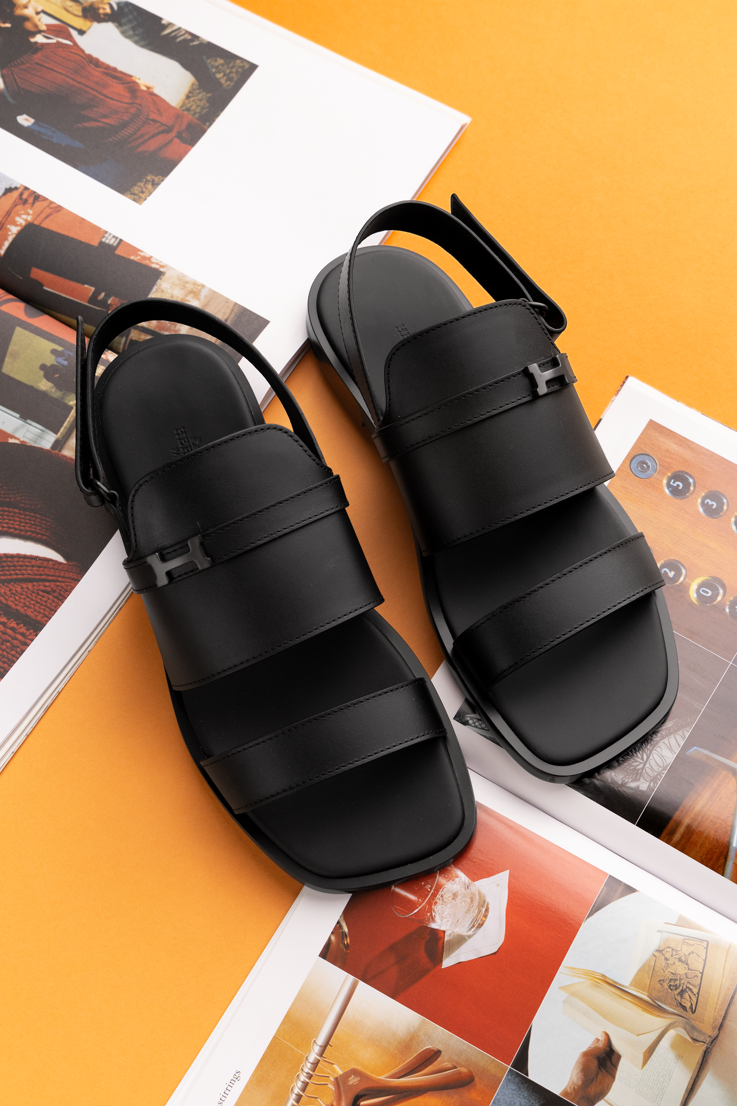 Hermès Henrio Black Sandals