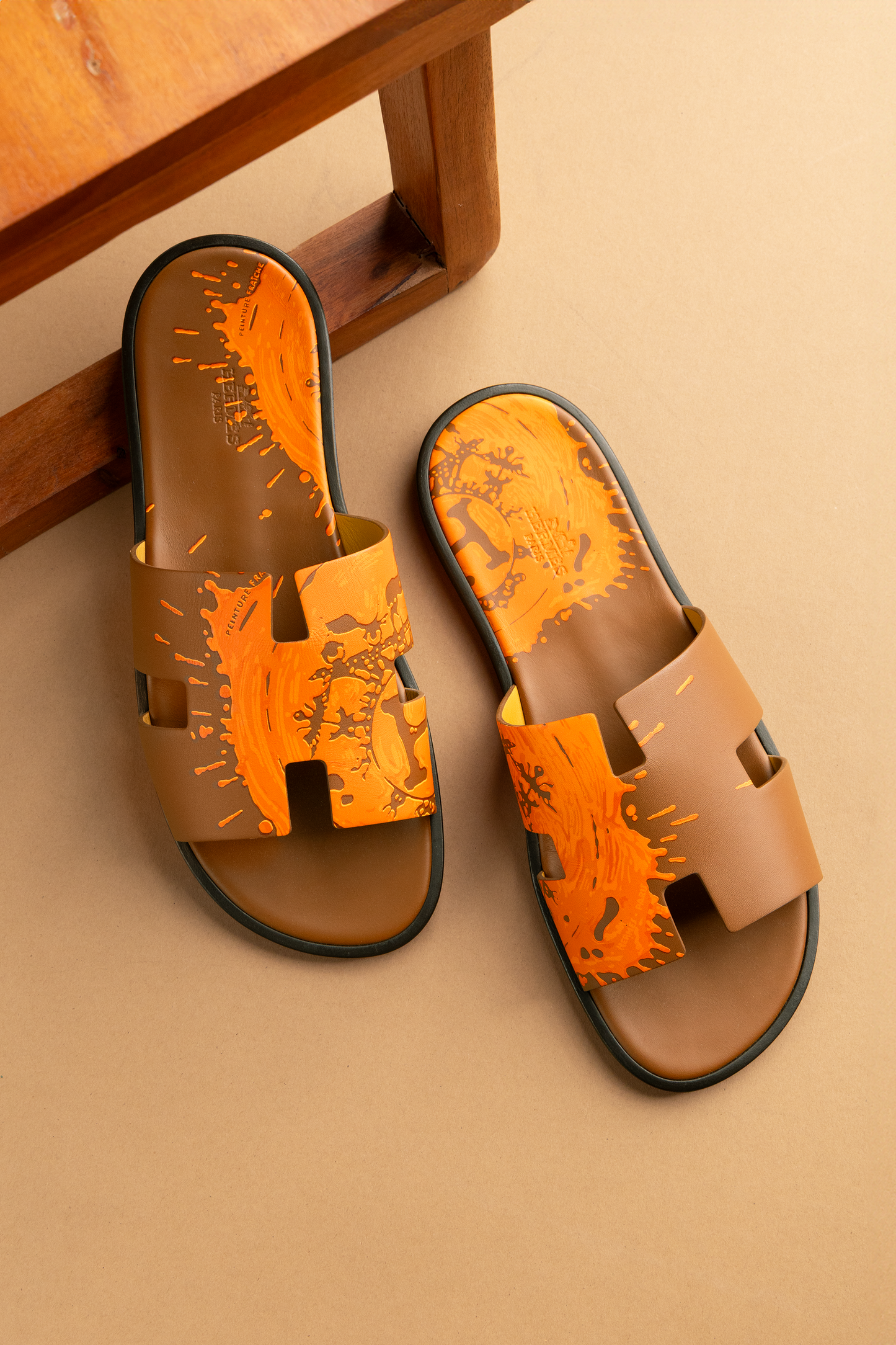 Hermès Izmir Orange Splash Gold Sandals