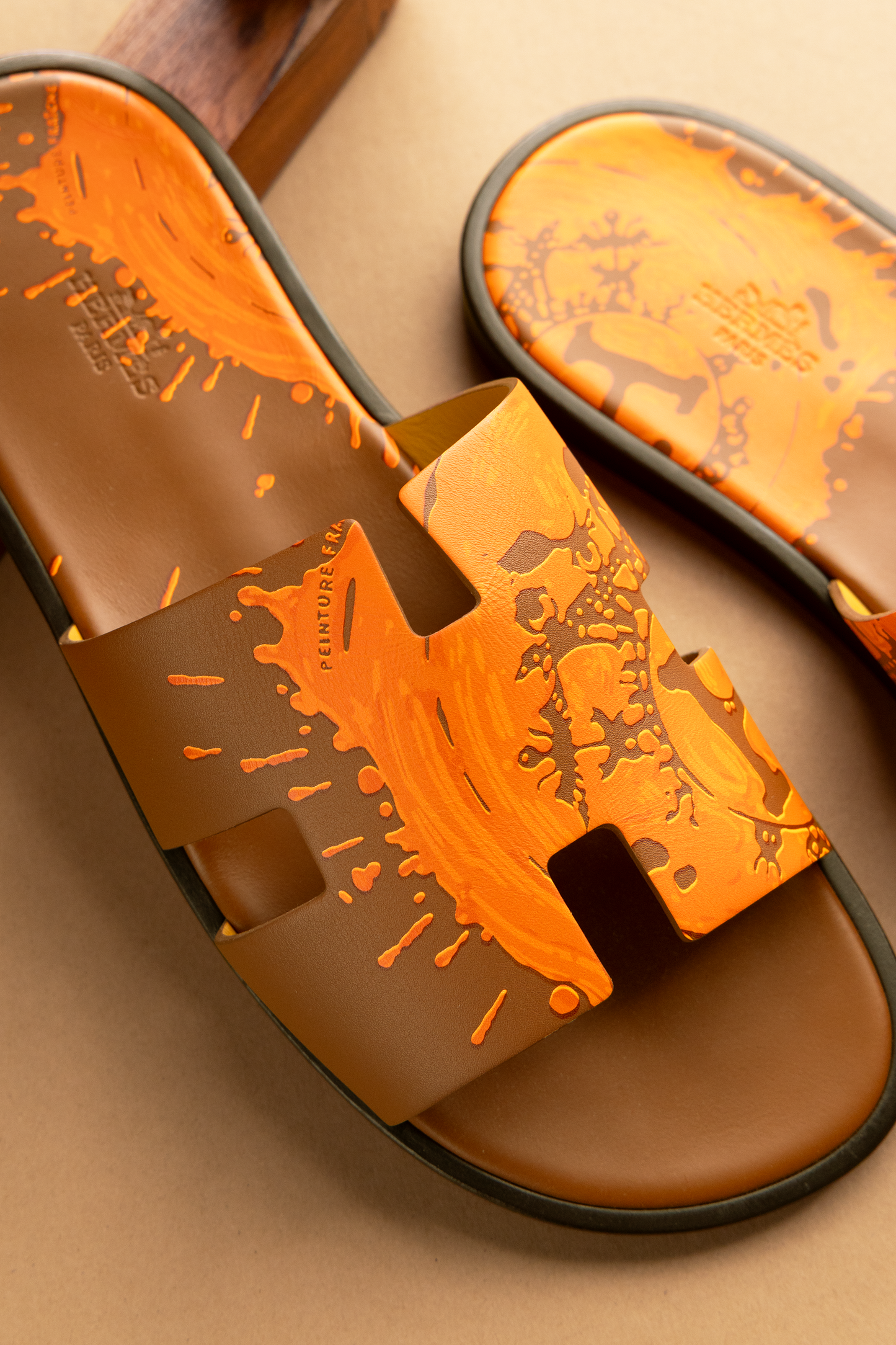 Hermès Izmir Orange Splash Gold Sandals