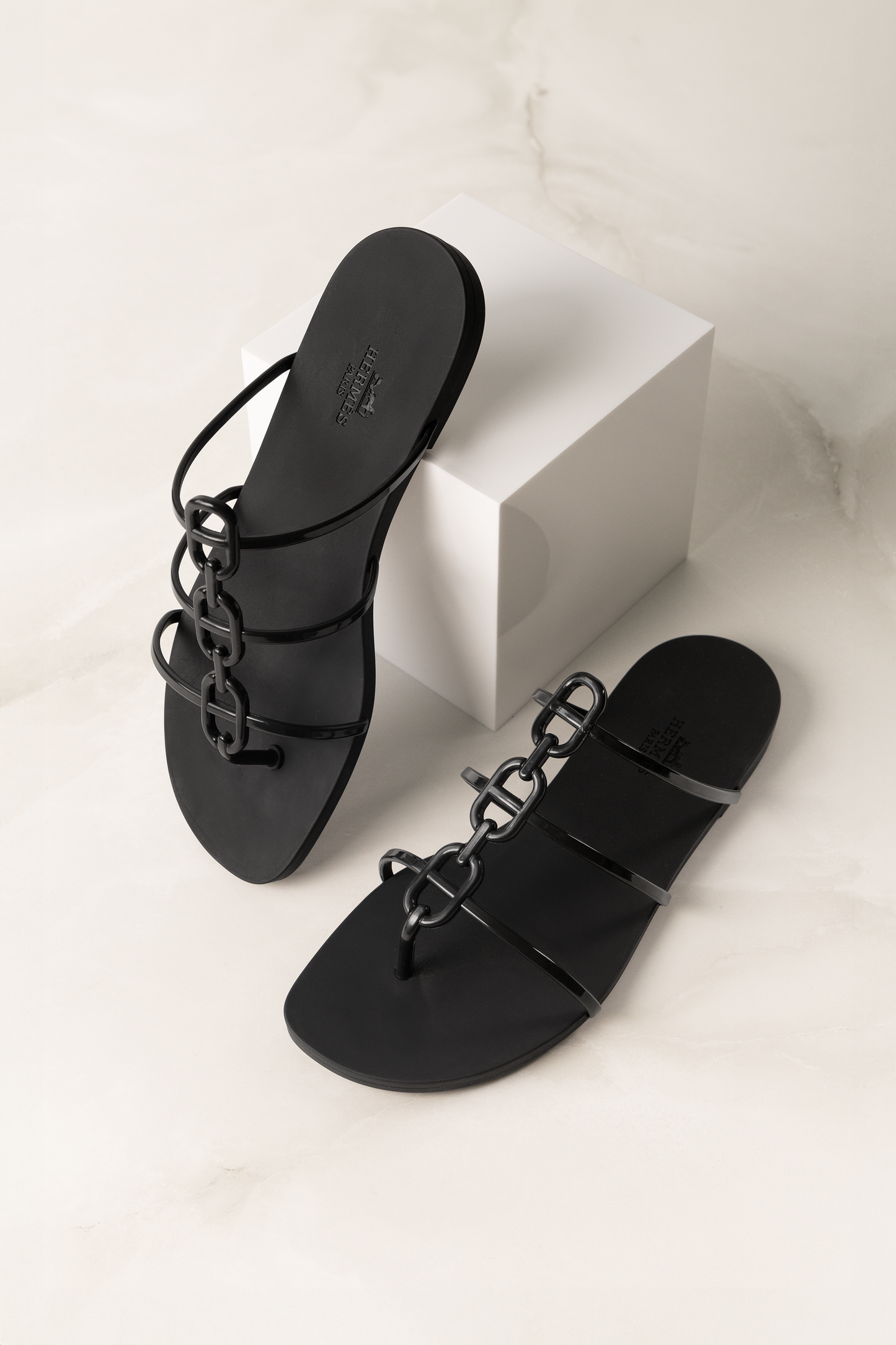 Hermès Mykonos Black Sandals