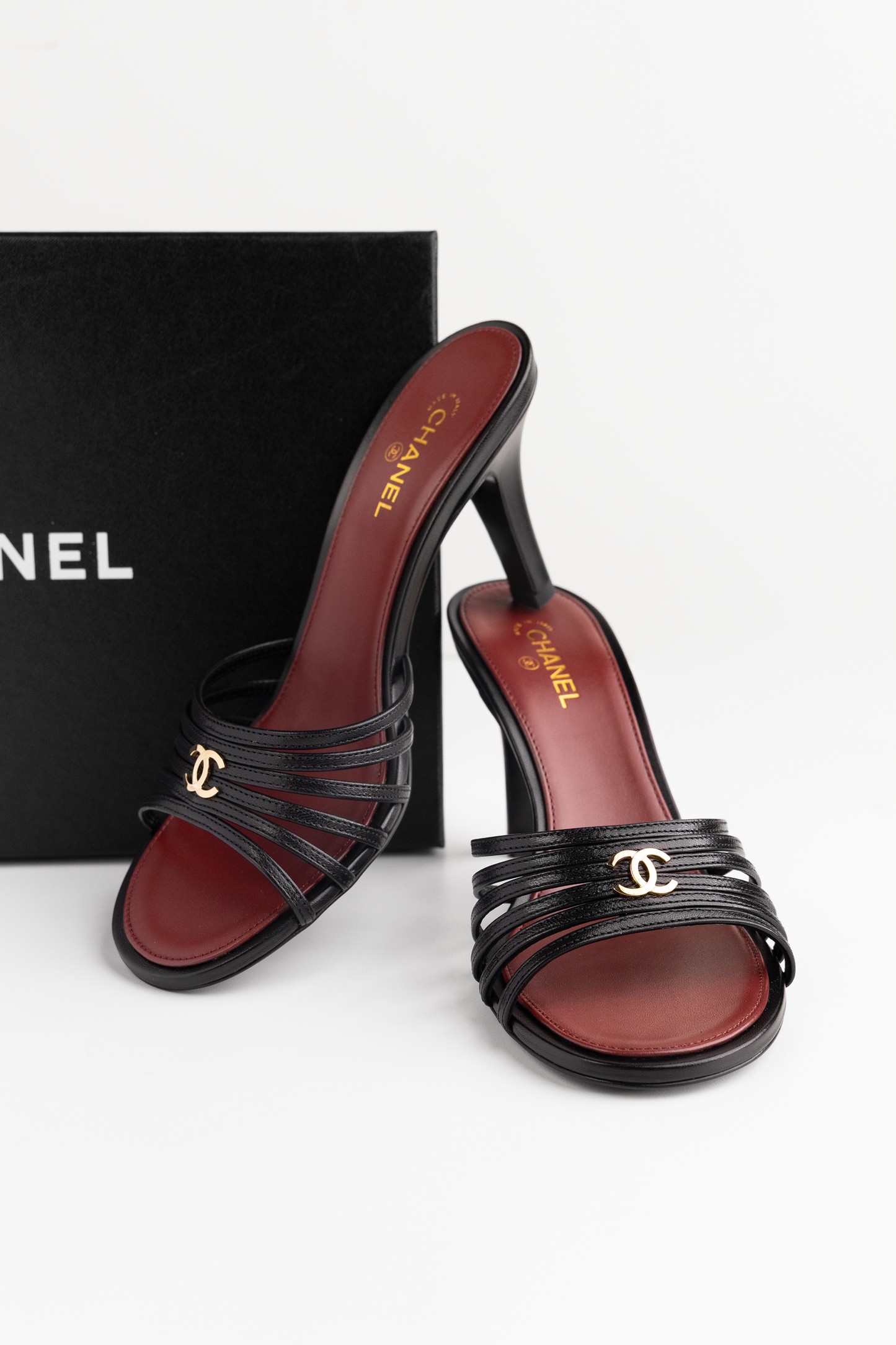 Chanel Black & Burgundy Mules