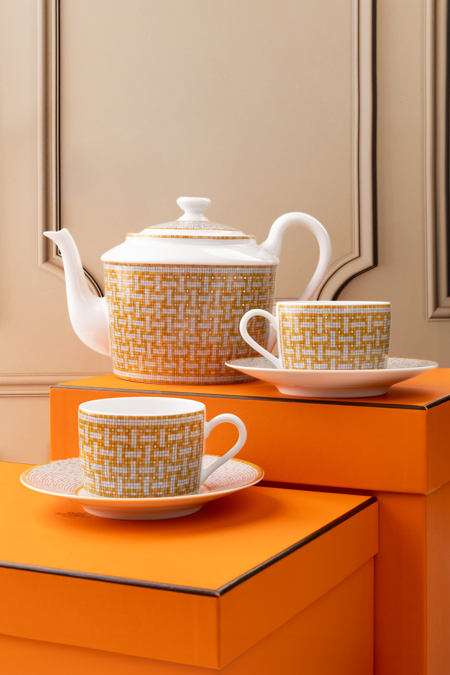 Hermès Mosaique au 24 Teapot & Cups