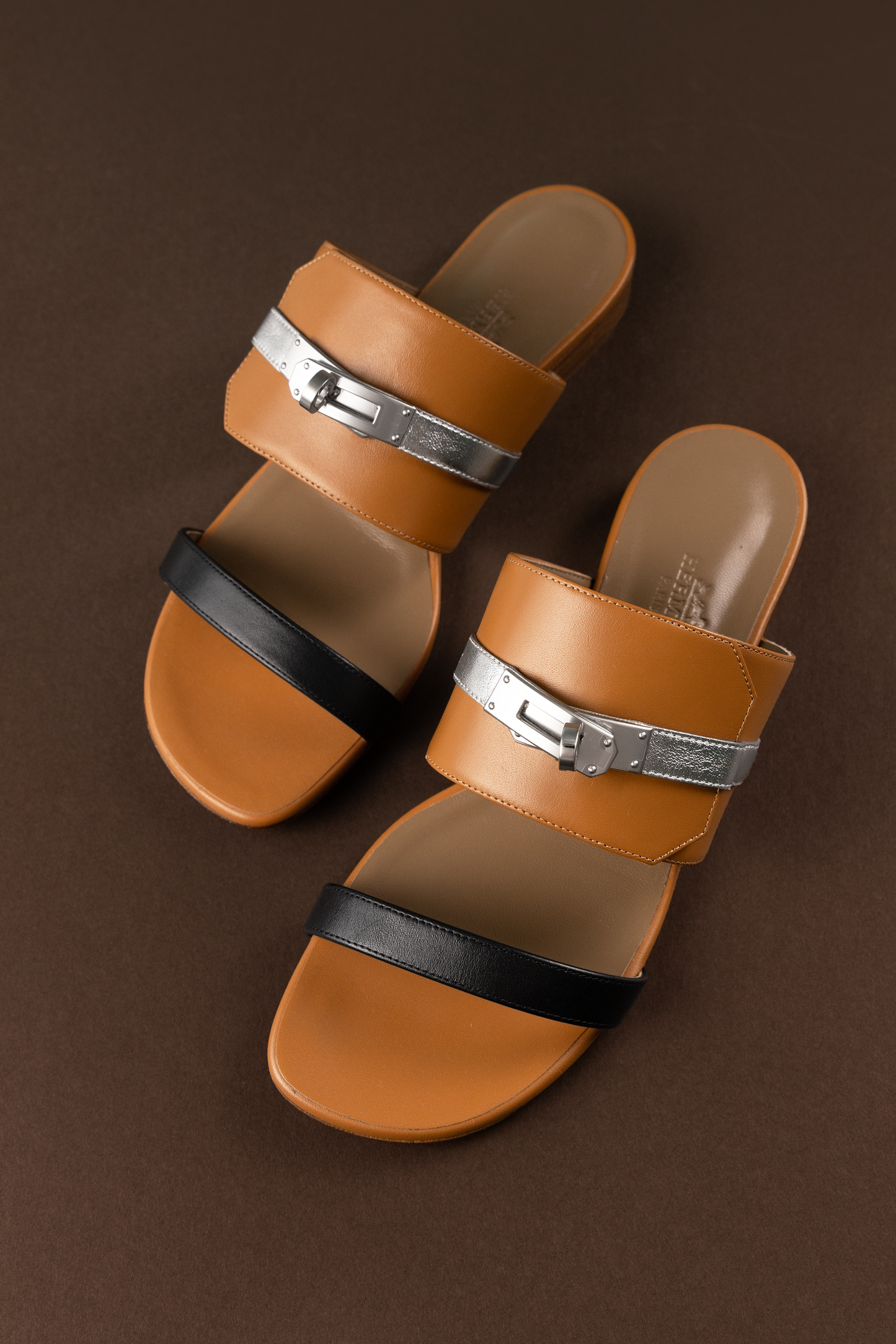 Hermès Kelly Lock Gold/Black/Silver Sandals