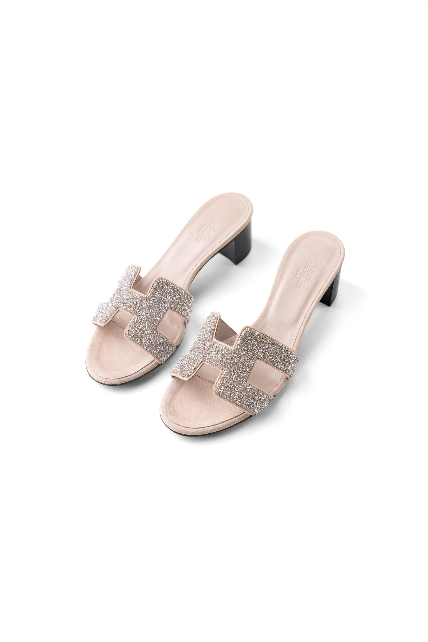 Hermès Sparkly Oasis Sandals in Light Pink