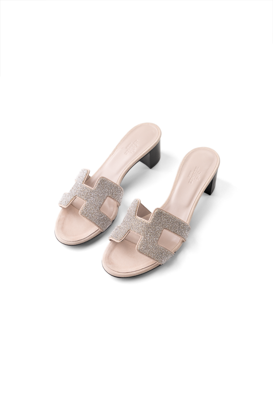 Hermès Sparkly Oasis Sandals in Light Pink