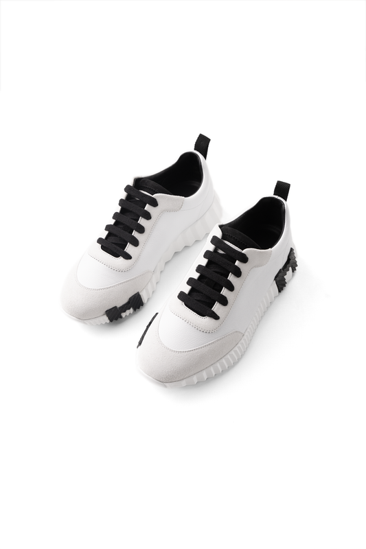 Hermès Bouncing Sneakers in White/Black H