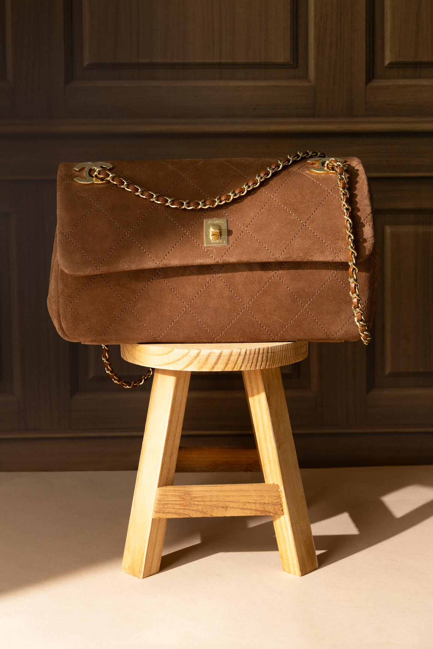 Chanel Suede Brown Flap Bag