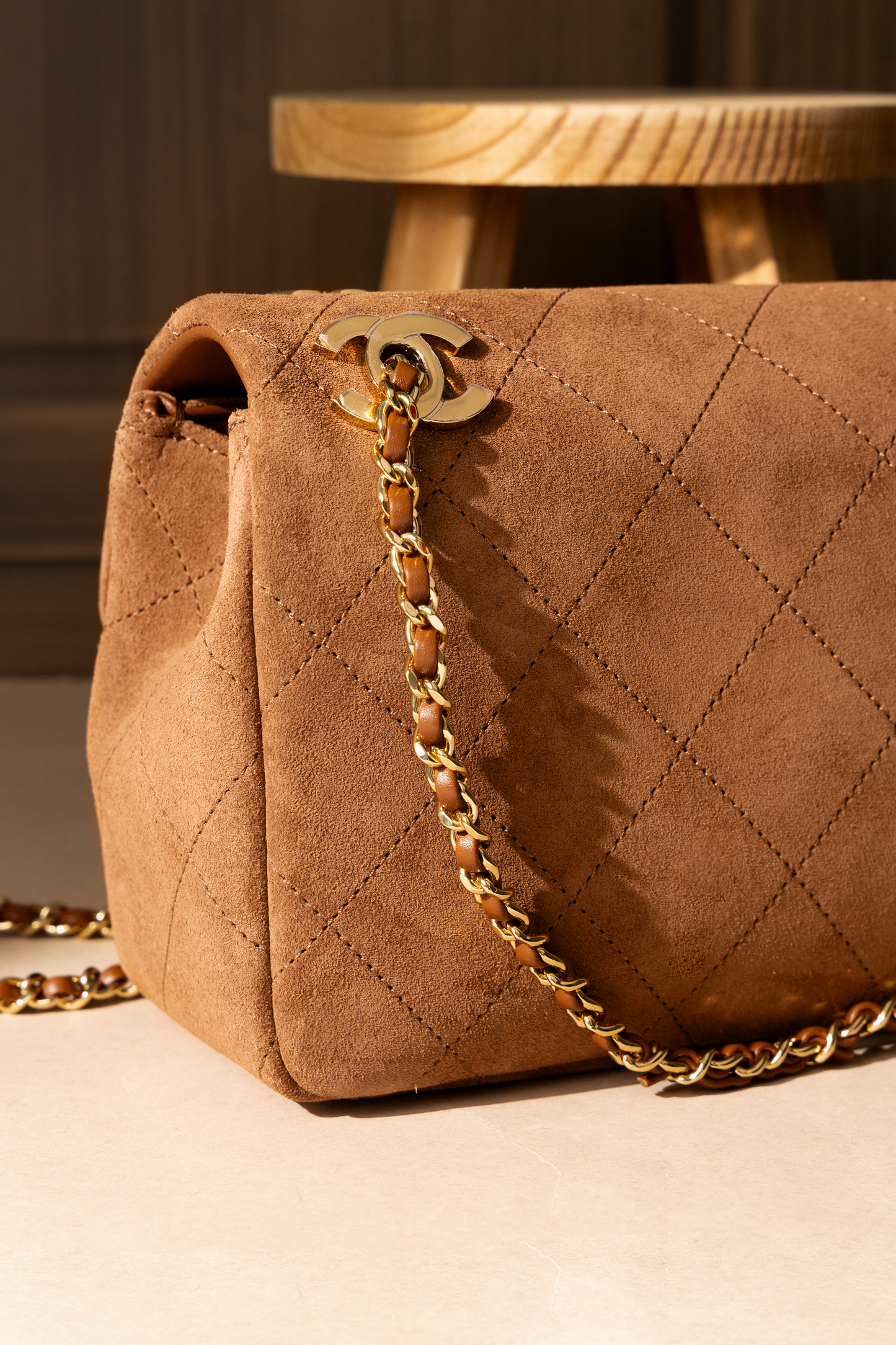 Chanel Suede Brown Flap Bag
