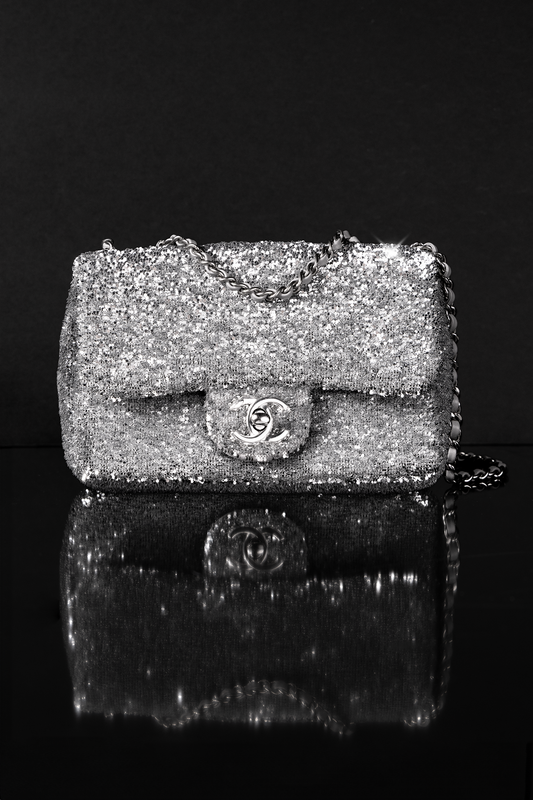 Chanel Mini Sequin Flap Bag in Silver