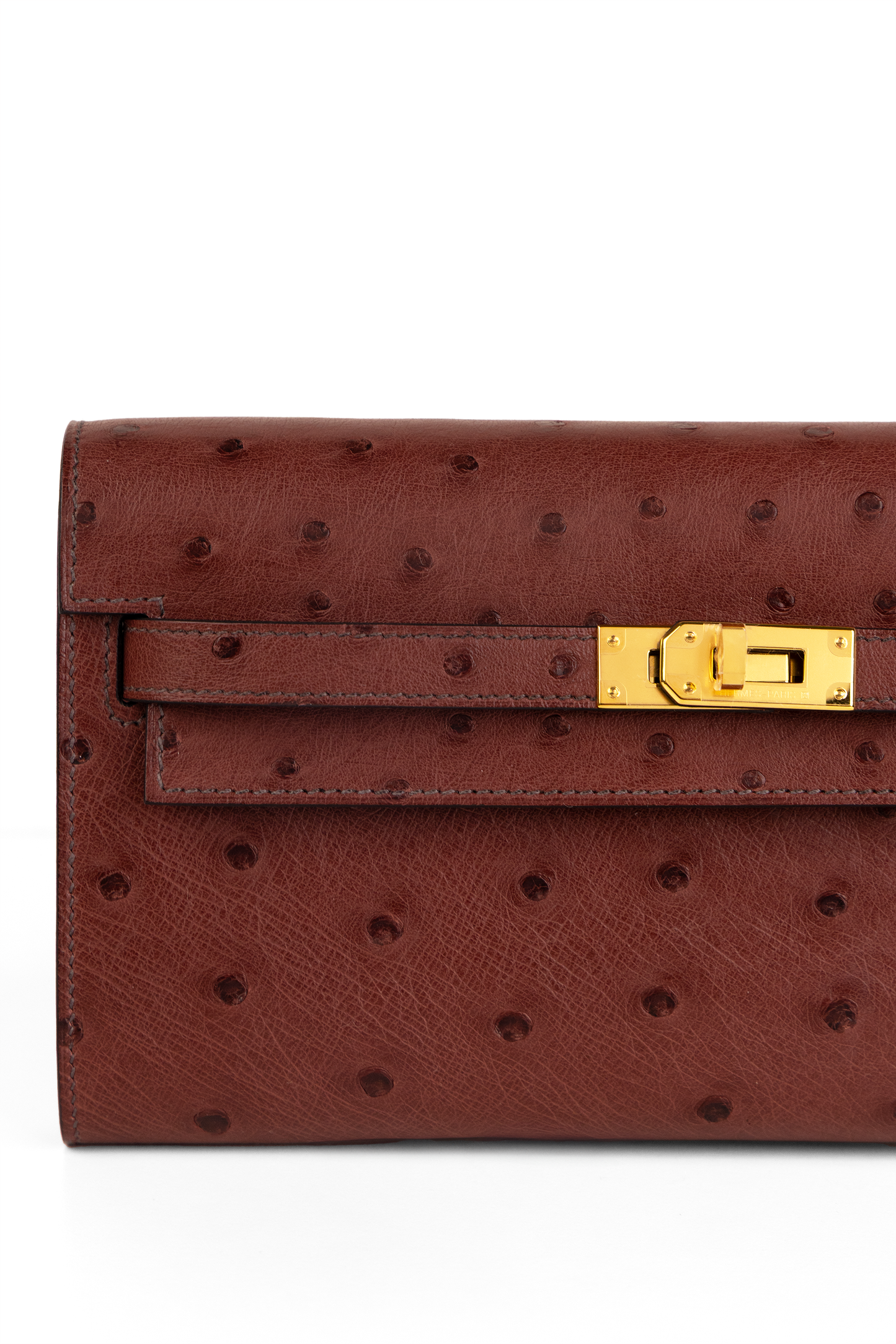 Hermès Kelly Wallet To Go Ostrich in Rouge H GHW