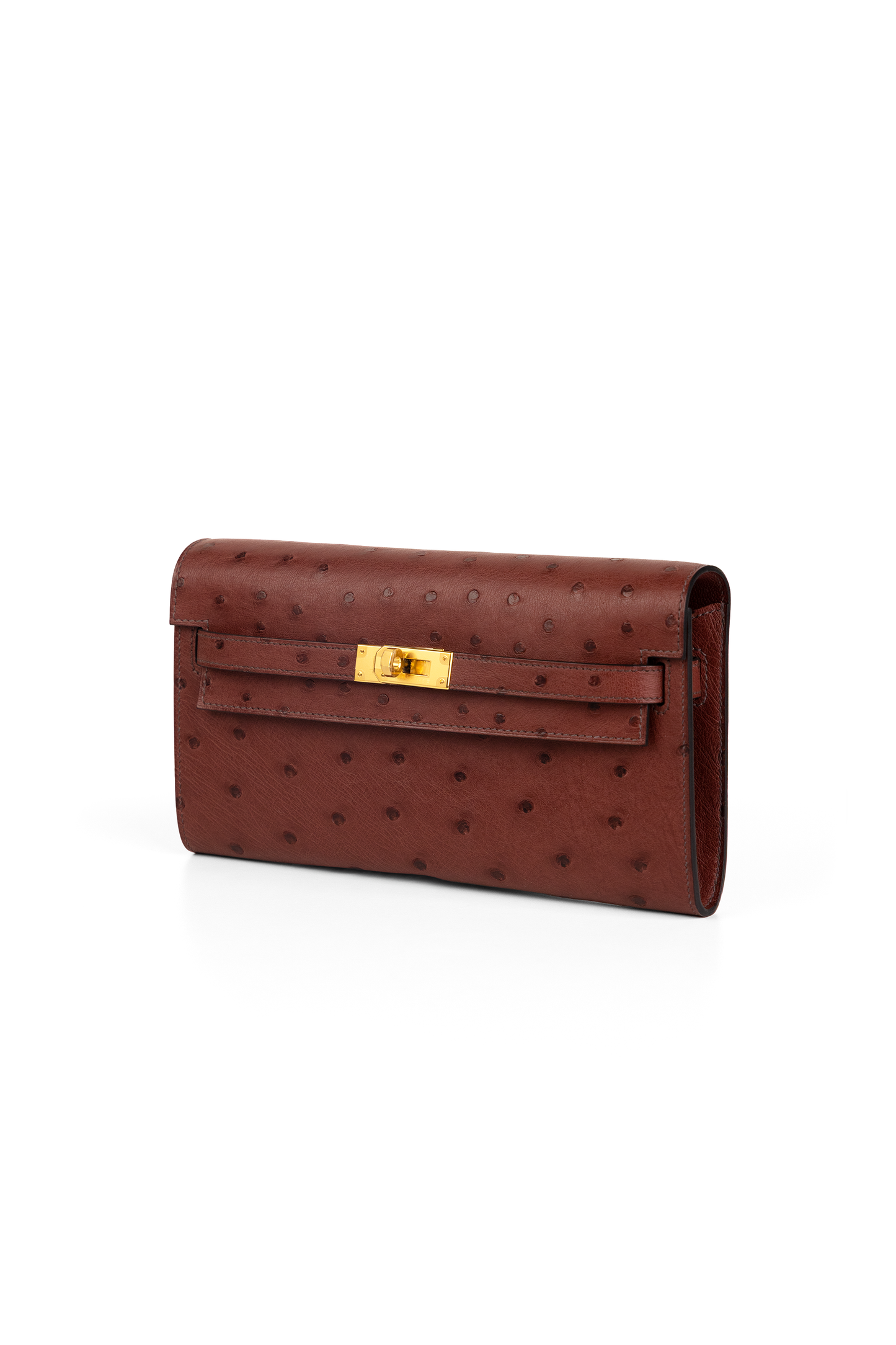 Hermès Kelly Wallet To Go Ostrich in Rouge H GHW