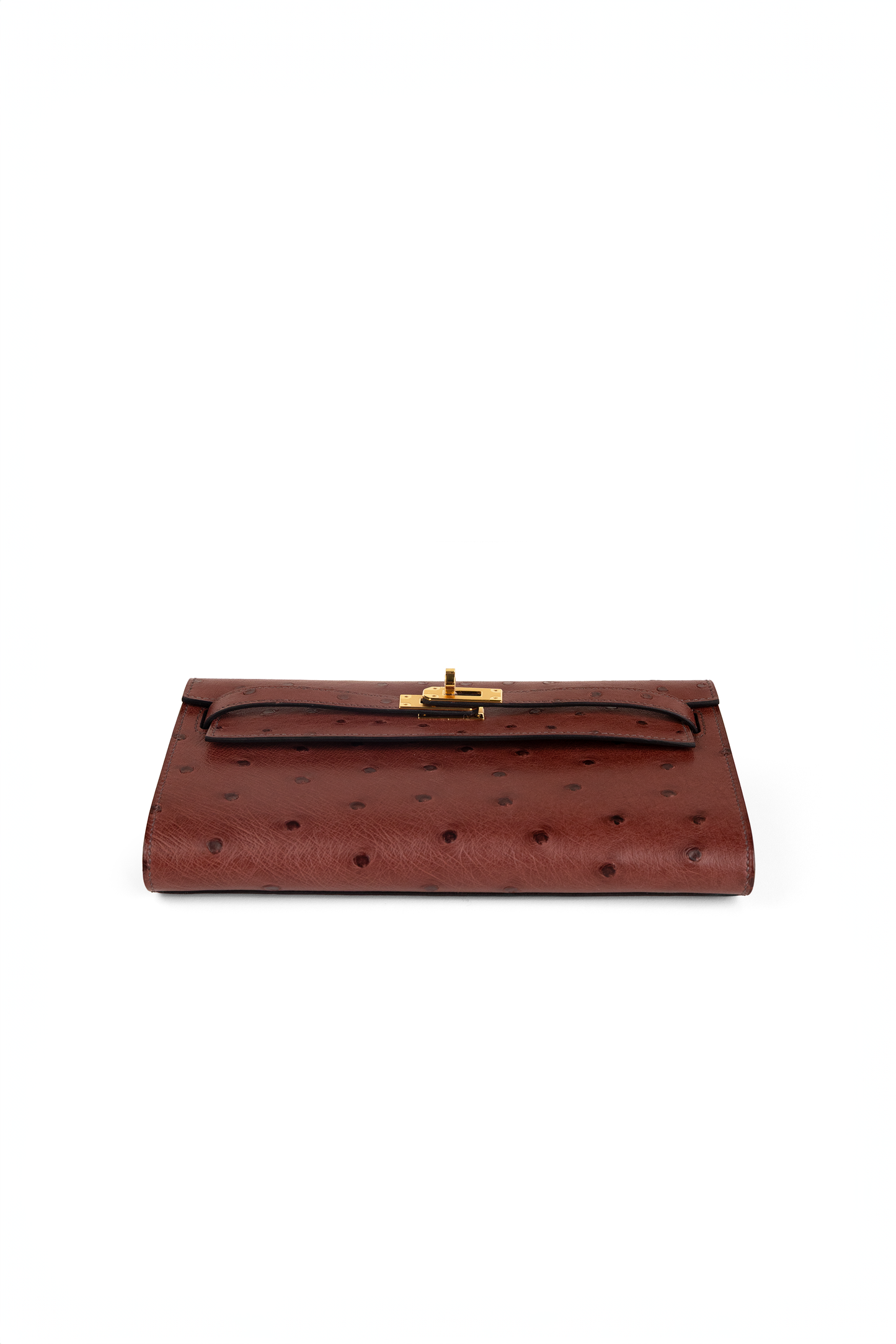 Hermès Kelly Wallet To Go Ostrich in Rouge H GHW