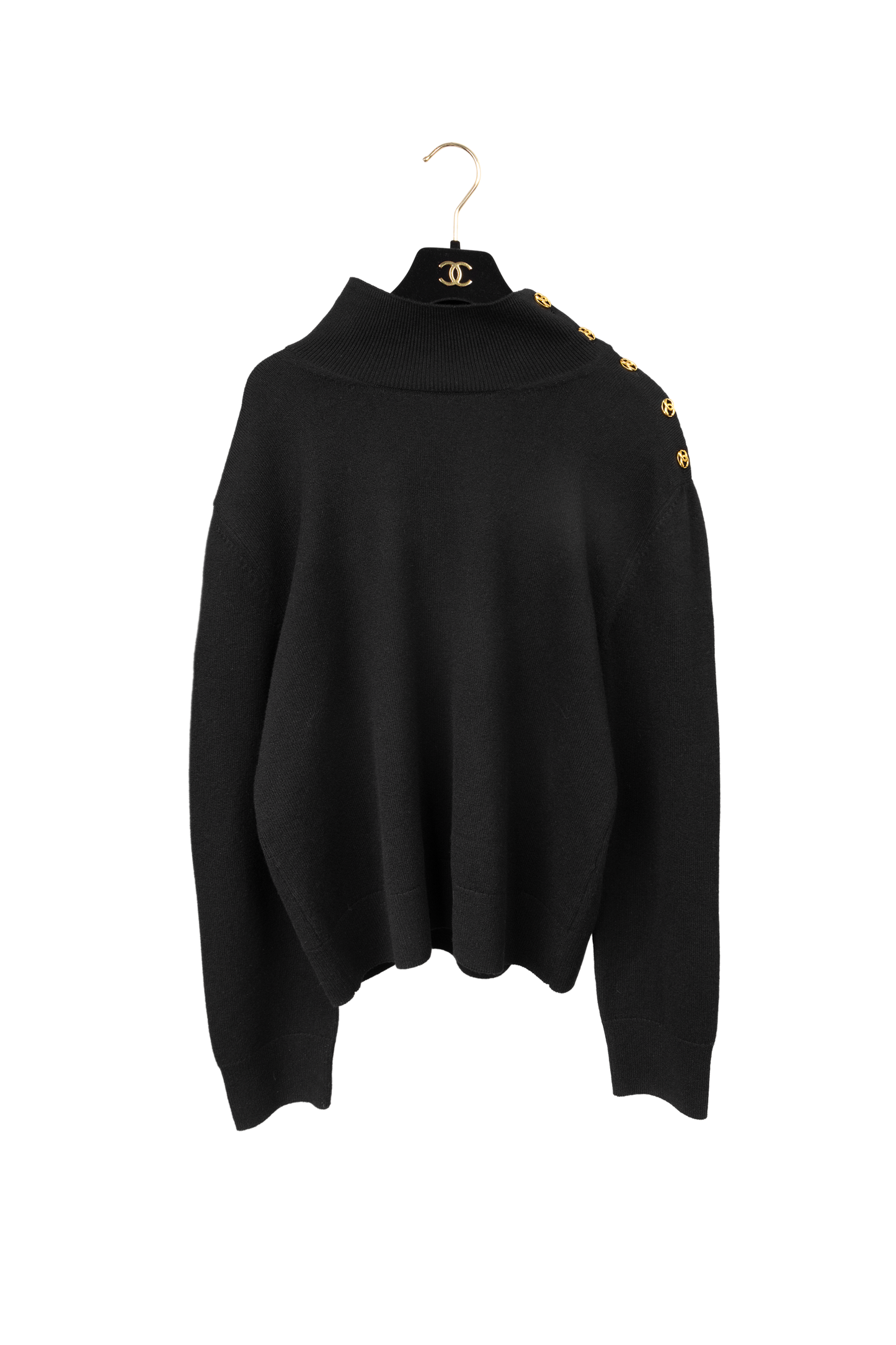 Chanel Black Cashmere Turtleneck Pullover
