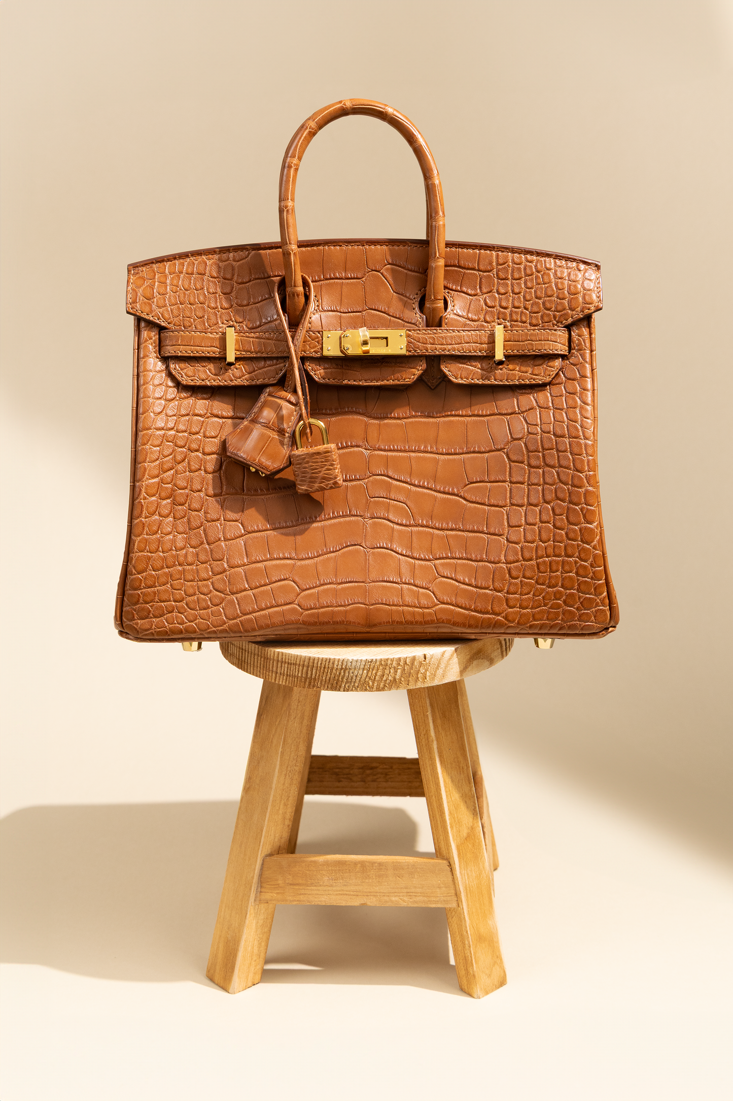 Hermès Birkin 25 Retourne Matte Alligator in Gold GHW