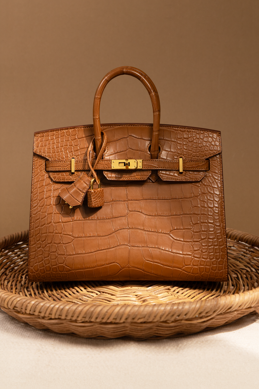 Hermès Birkin 25 Matte Alligator Sellier in Gold GHW