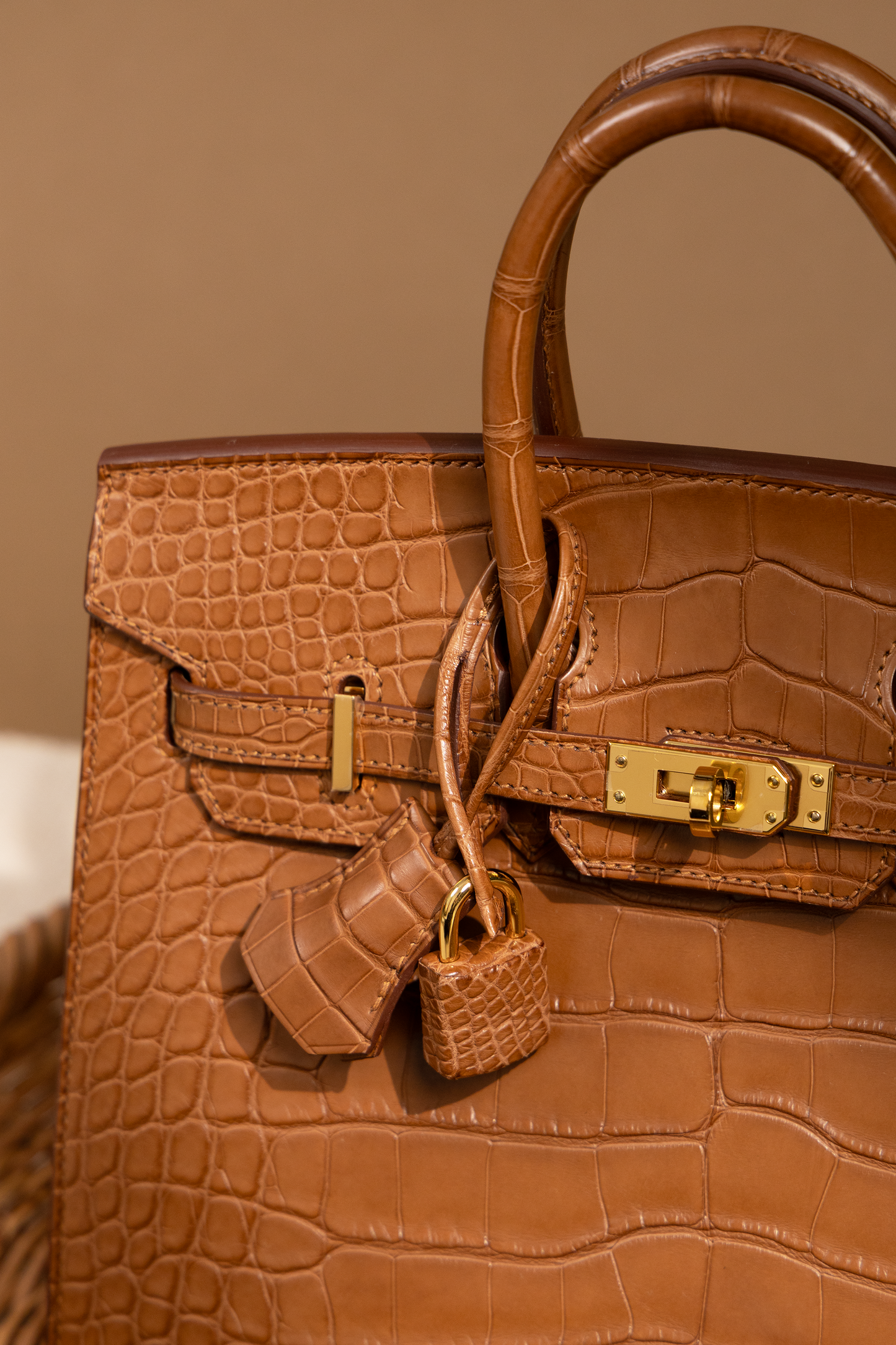 Hermès Birkin 25 Matte Alligator Sellier in Gold GHW