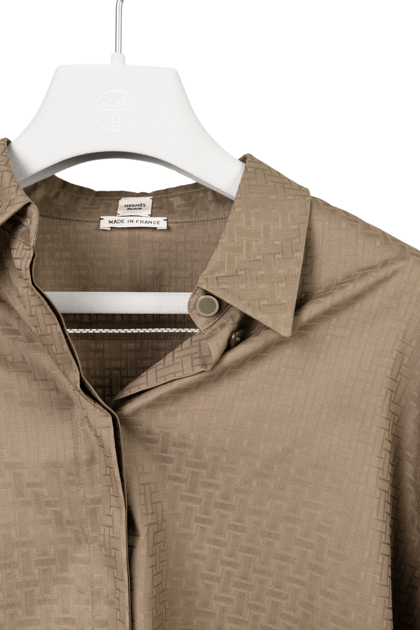 Hermès Chemise Masculine Gaze Mosaique in Gris Etoupe
