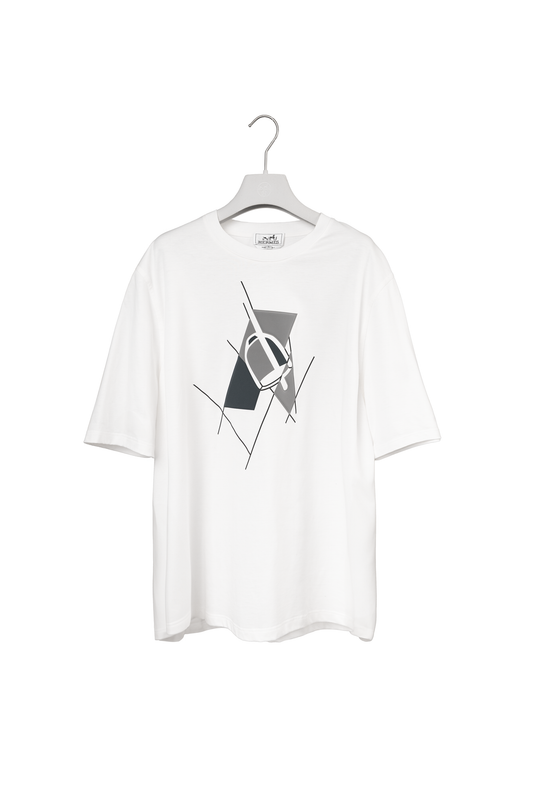 Hermès Etrier en Fragments White Cotton T-Shirt