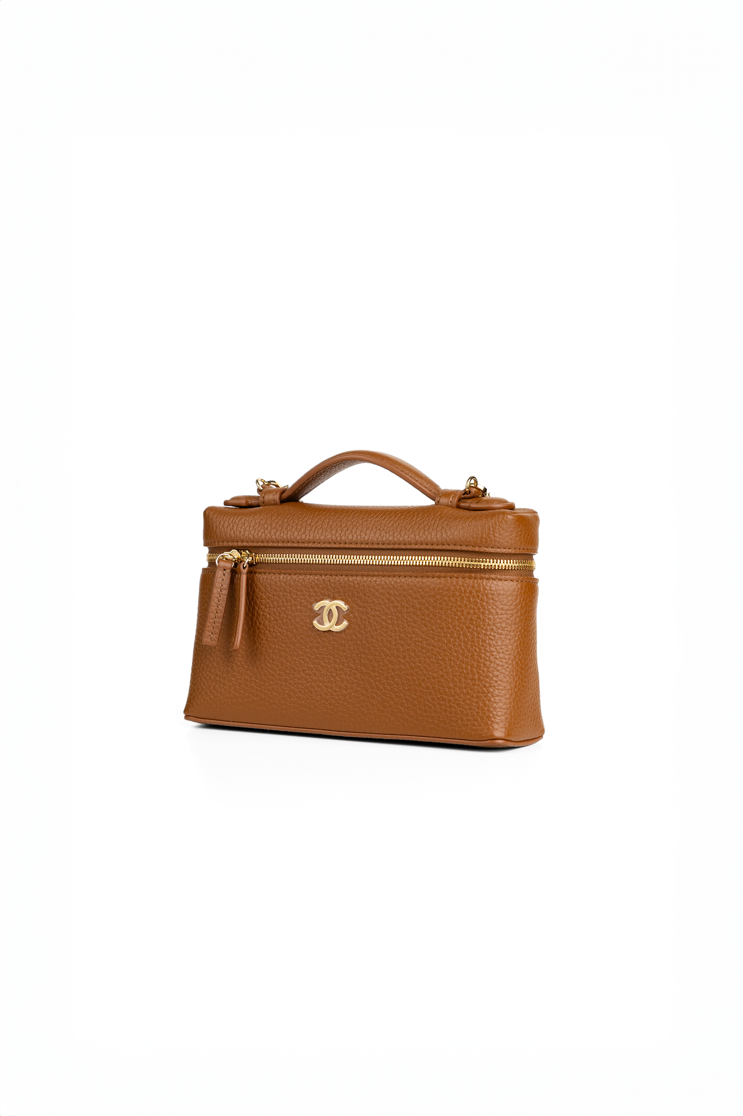 Chanel Vanity Case with Chain in Grained Calfskin Brown
